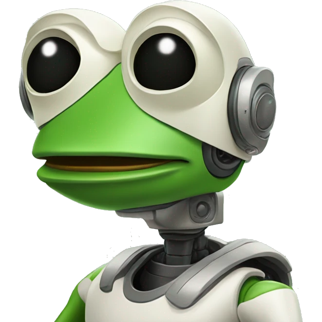 pepe the frog as a robot similar to astro robot but only the head (no body, no arms) emoji