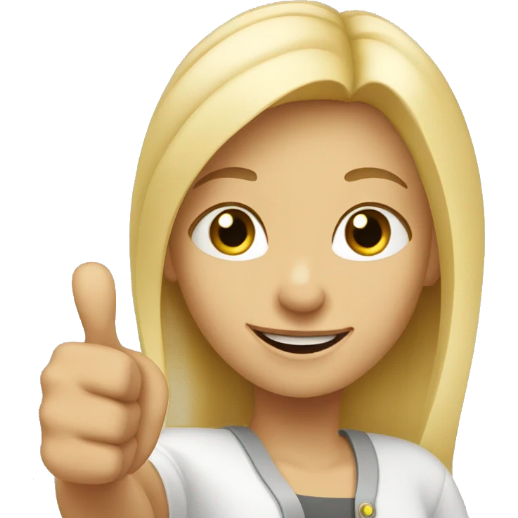 blonde girl showing thumbs up emoji
