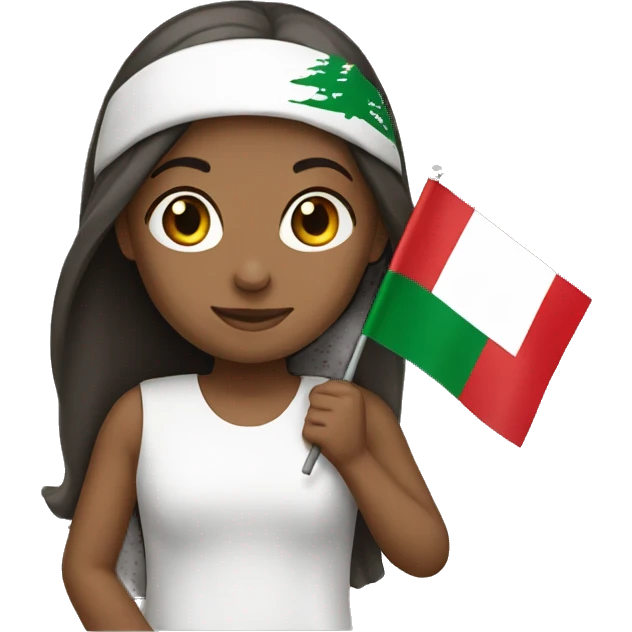 A girl holding the Lebanese flag  emoji