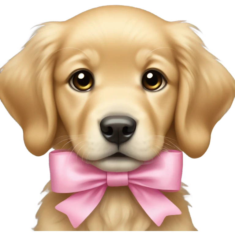 Baby golden retriever with pink bow  emoji