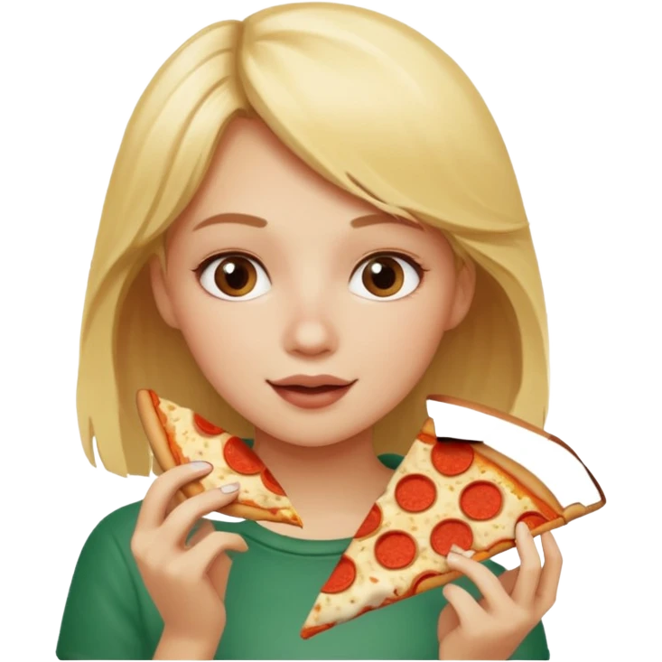 blonde girl eating pizza emoji