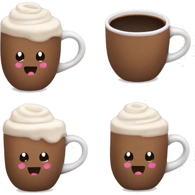 brown coffee mug with heart marshmallow  emoji