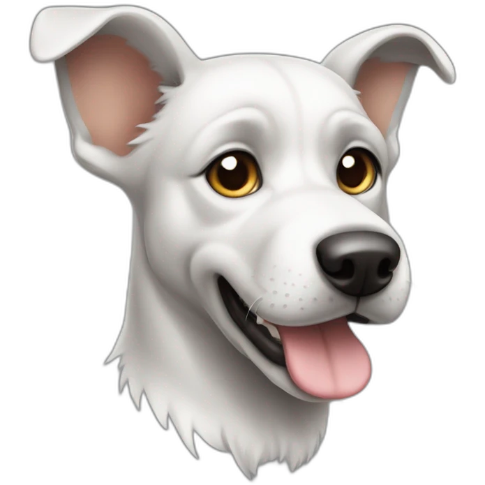 cute white-grey mongrel dog with big up ears emoji