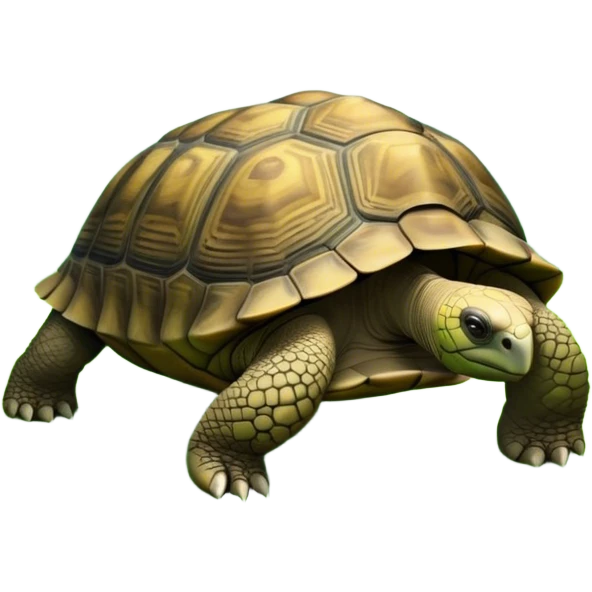 Giant tortoise walking slowly through lush green grass, surrounded by trees and tropical plants. Its large, textured shell gleams in the sunlight, and the peaceful, natural environment adds a sense of tranquility. Transparent background, emphasizing the tortoise’s majestic size. emoji