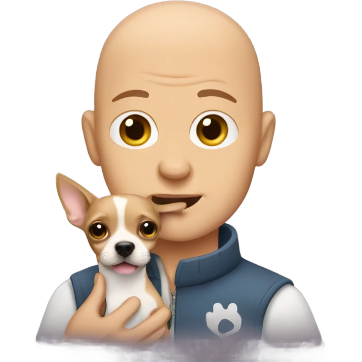 bald guy with chihuahua  emoji