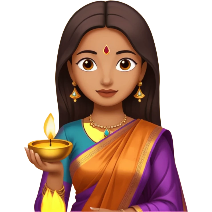 diwali woman with diwali emoji