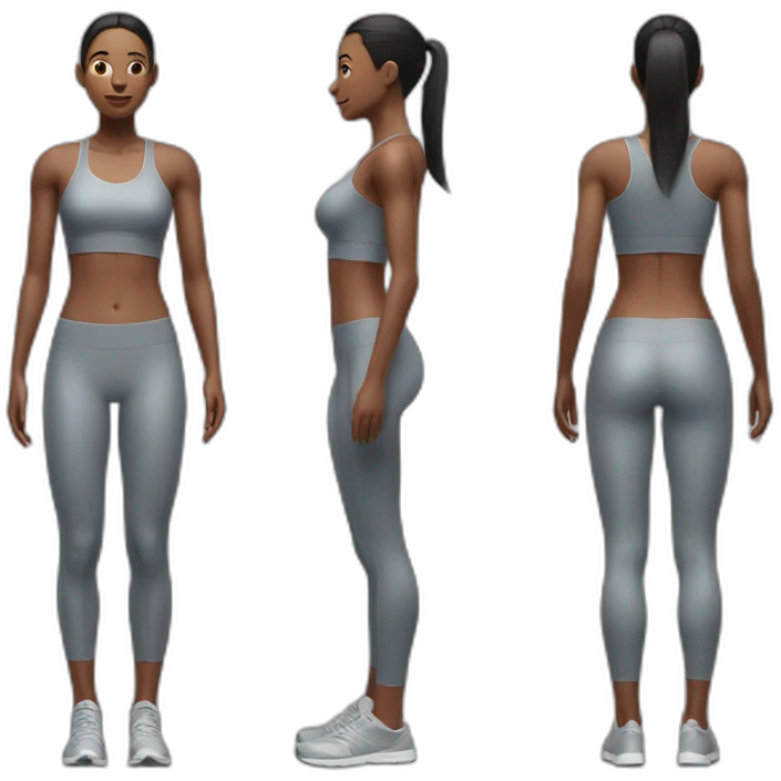 Athletic woman clothed in very tight-fitting thin 1% transparent garments emoji