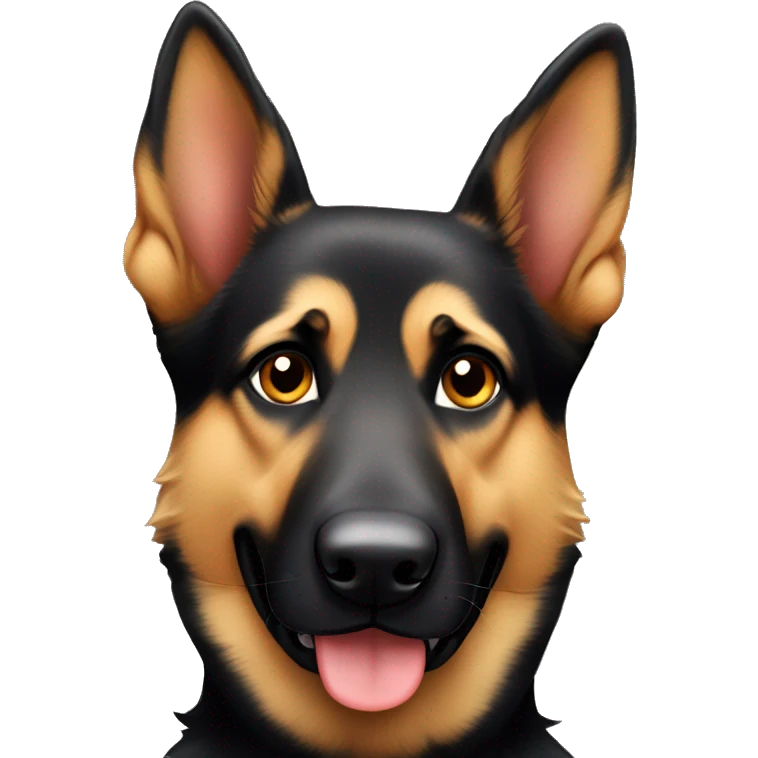 Black and tan German Shepard dog with one floppy ear emoji