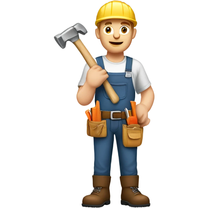 White ginger male carpenter wearing a tool belt holding a hammer  emoji