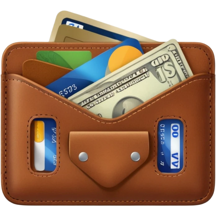 portefeuille marron avec quelques billets et carte bancaire emoji