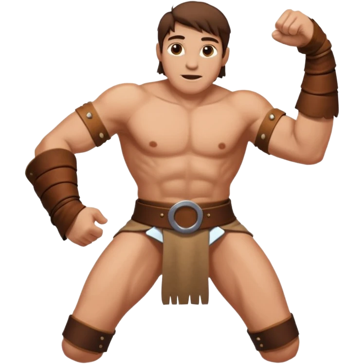 Man in loincloth with arm and leg bracers emoji