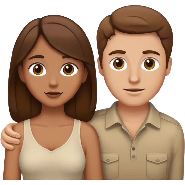 White man brown hair and tan girl brown hair couple  emoji