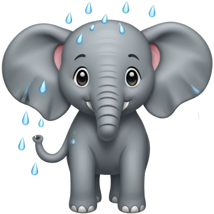 Plying elefant under rain emoji