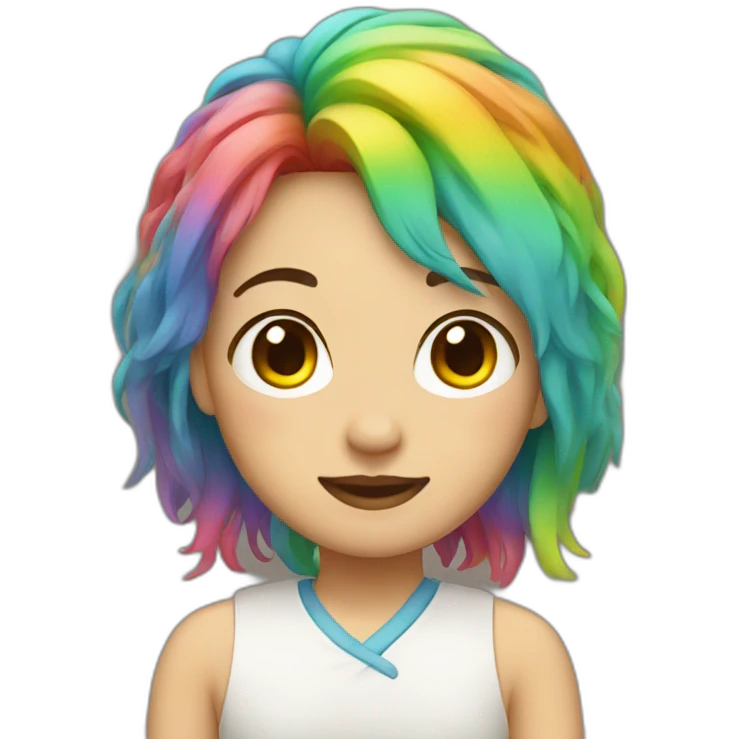 Chinese with rainbow hair emoji