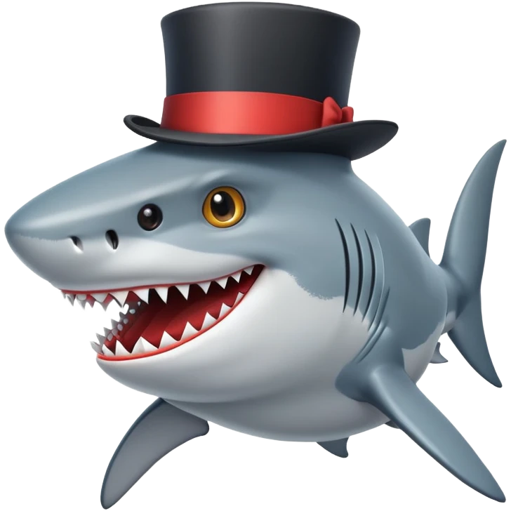 Shark with a top hat emoji