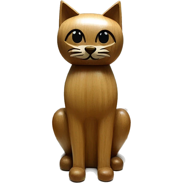 Mid century modern style wooden cat statue emoji