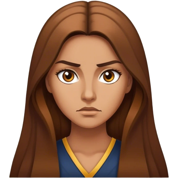 woman with Long Brown hair looking strict emoji
