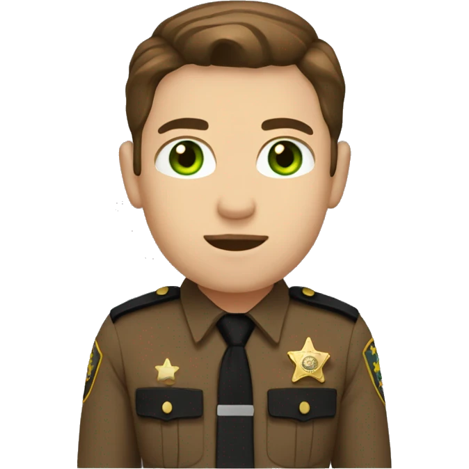 Undersheriff with middle part brown hair and green eye emoji