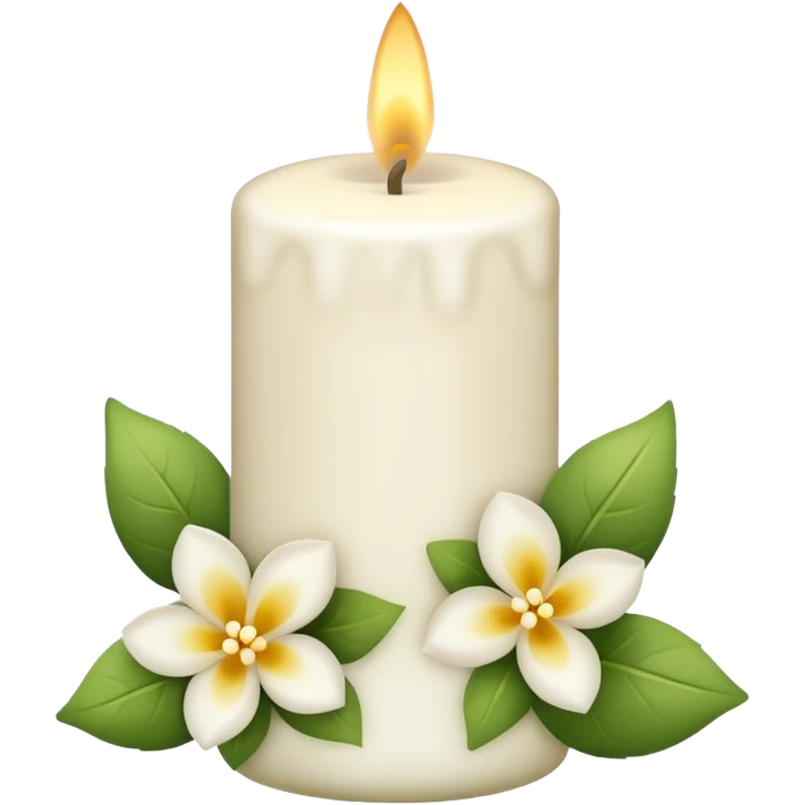 white candle with flowers emoji