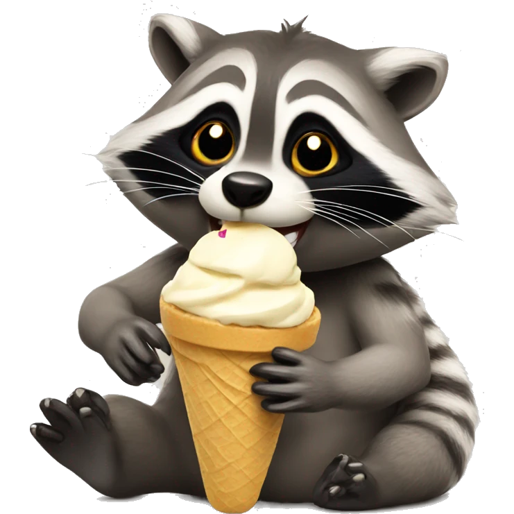 Racoon eating an ice cream  emoji
