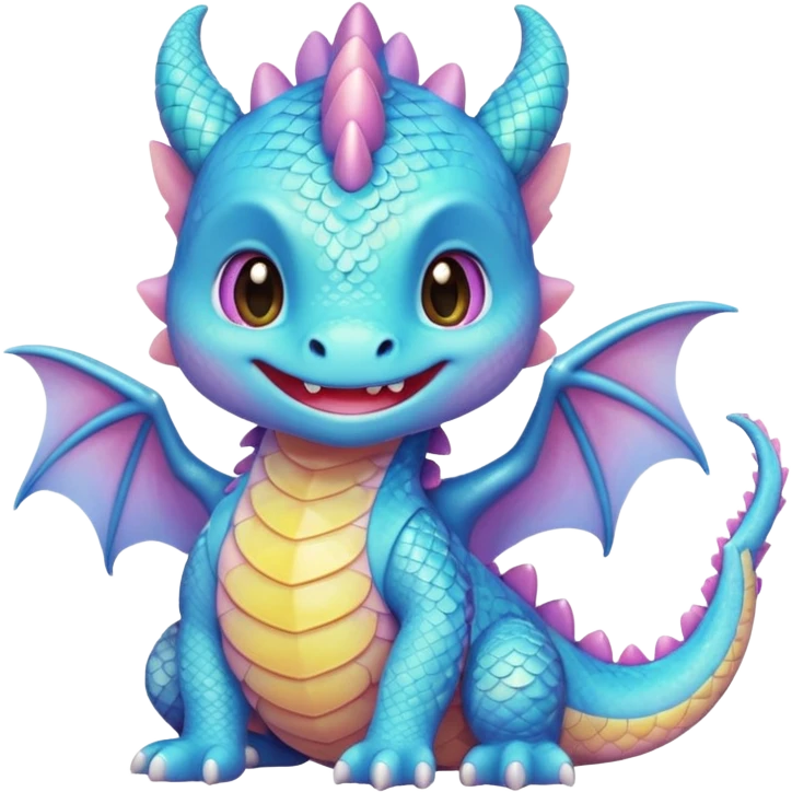 Rainbow cute baby Dragon Kawaii emoji