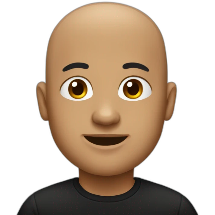 Bald person wearing black shirt emoji