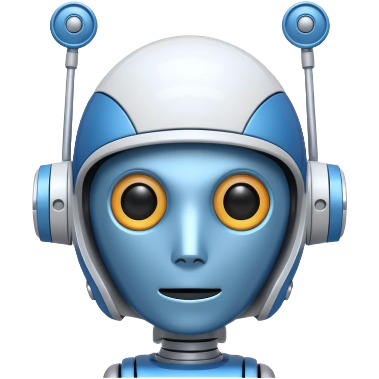 tête de robot cosmonaute bleu et blanc avec une antenne emoji