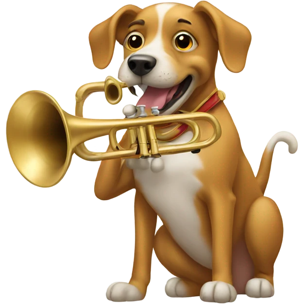 Dog playing trombone emoji