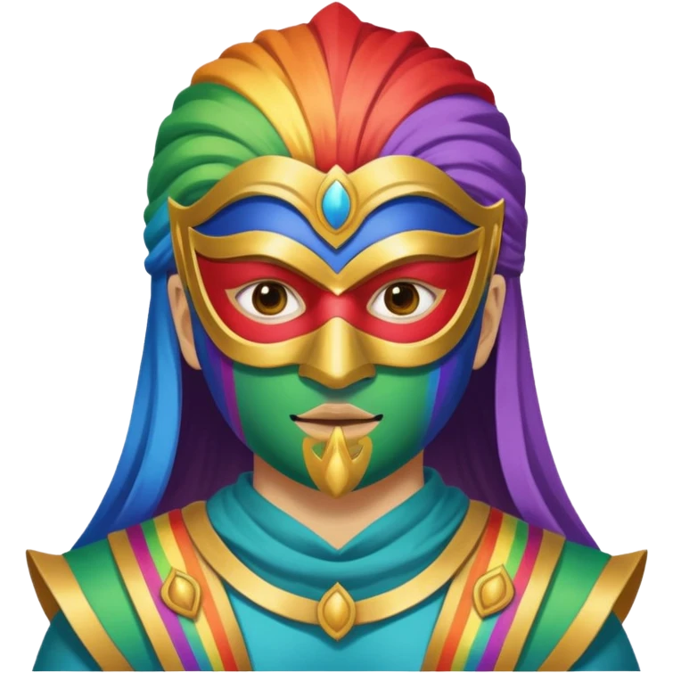 mask, wearing ancient custome, rainbow emoji