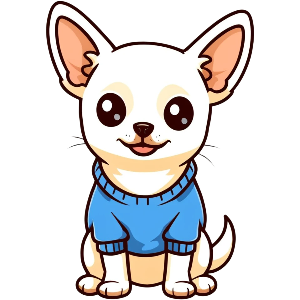 Elegant white chihuahua with blue sweater emoji