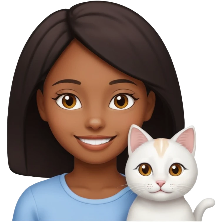Black girl with cat emoji