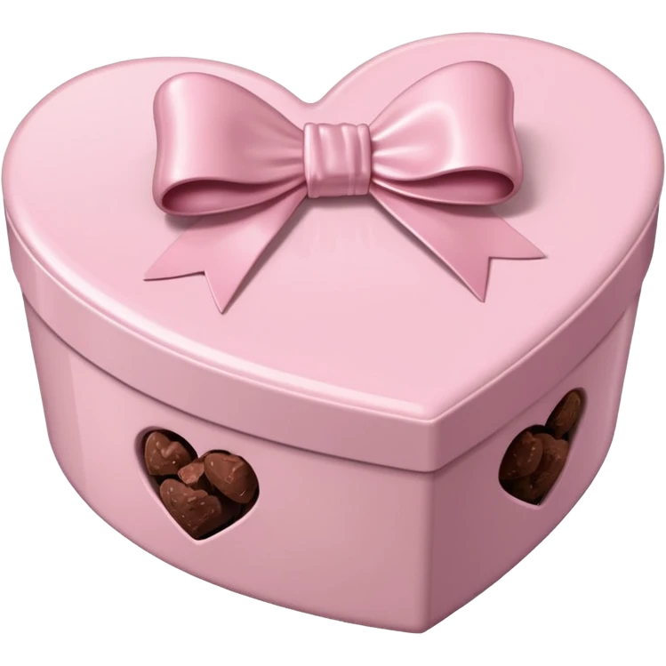 pale pink heart box, pale pink bow, filled with chocolates inside emoji