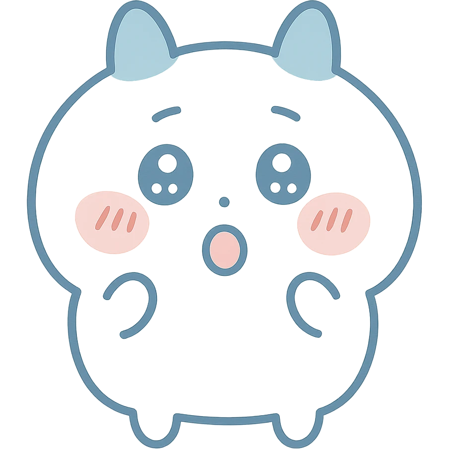 chiikawa character, surprised face, soft shading, minimal background emoji