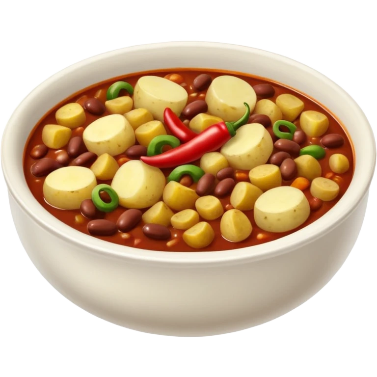  chili, beans and potatoes.  emoji