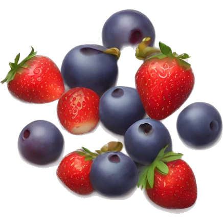 fruit yogurt bowl with strawberries and grapes emoji