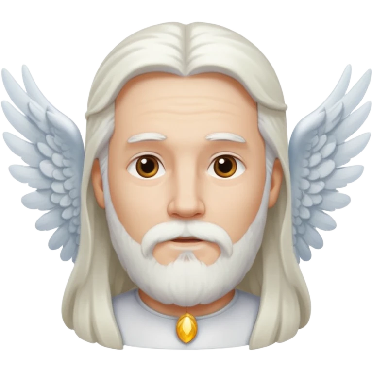 long whire hair, white bearded man angel emoji