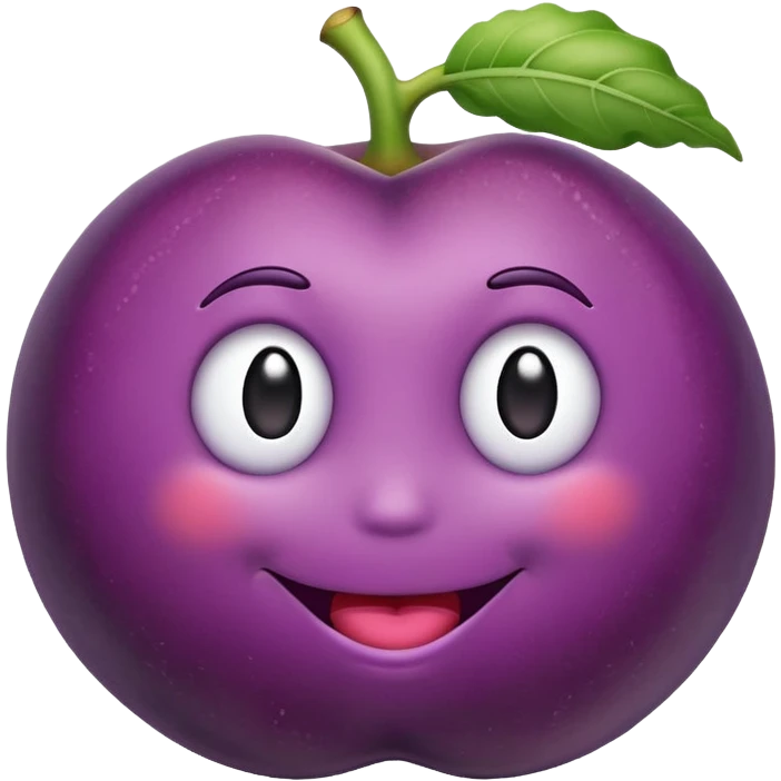 classic eggplant emoji inserted into the crack of a peach emoji, playful emoji