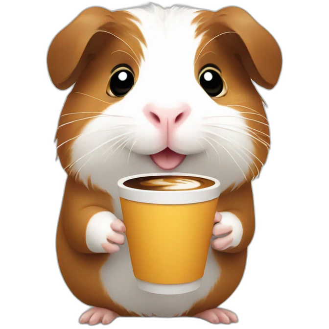 Guinea pig holding coffee emoji