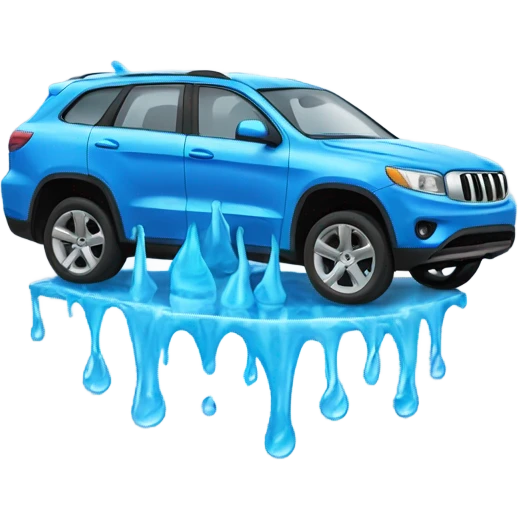 Blue suv melting like an ice block in the sun emoji