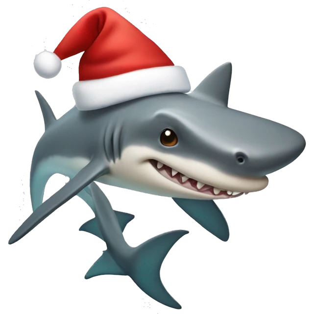 Cute hammerhead shark wearing a Santa hat emoji