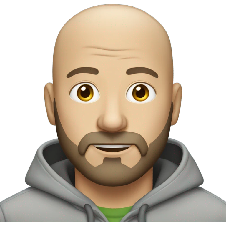 white man with bald head and beard hoodie emoji