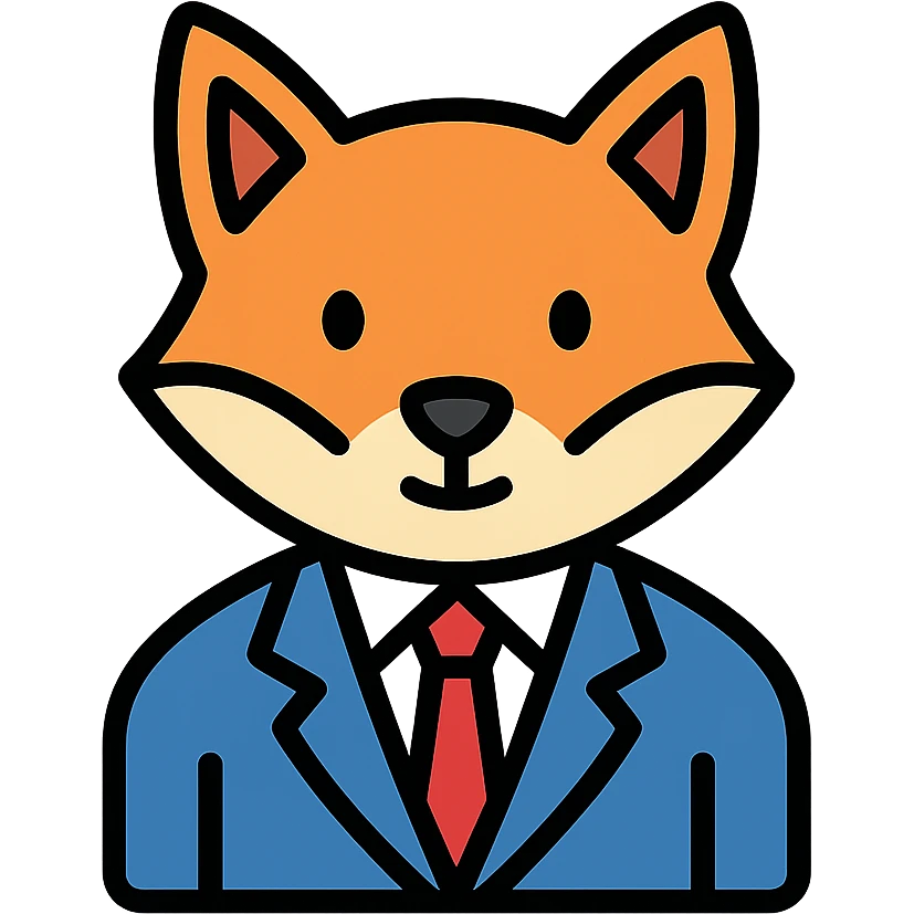 a fox in a business suit, color outline icon style emoji