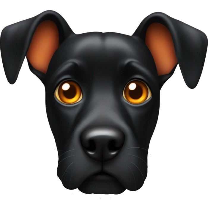 Black dog with big ears and orange eyes emoji