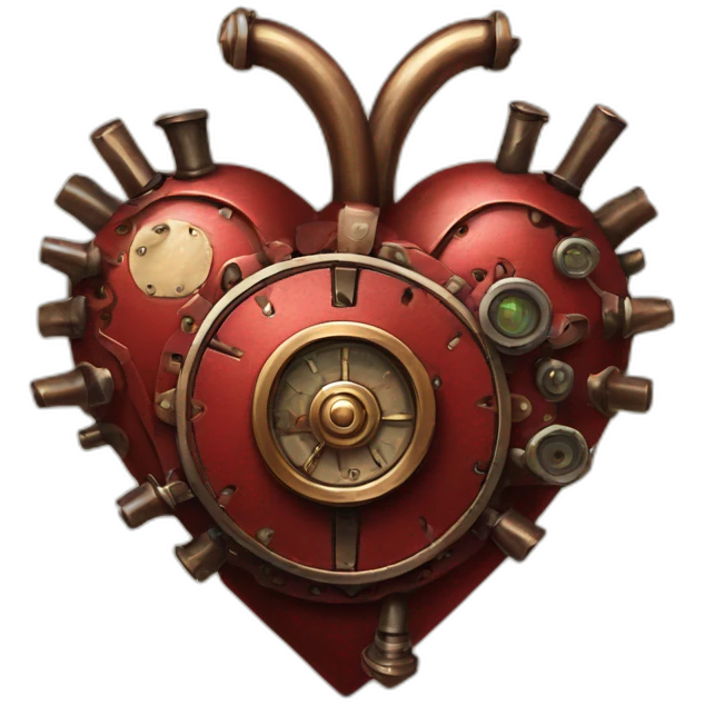 Red steampunk metal heart emoji