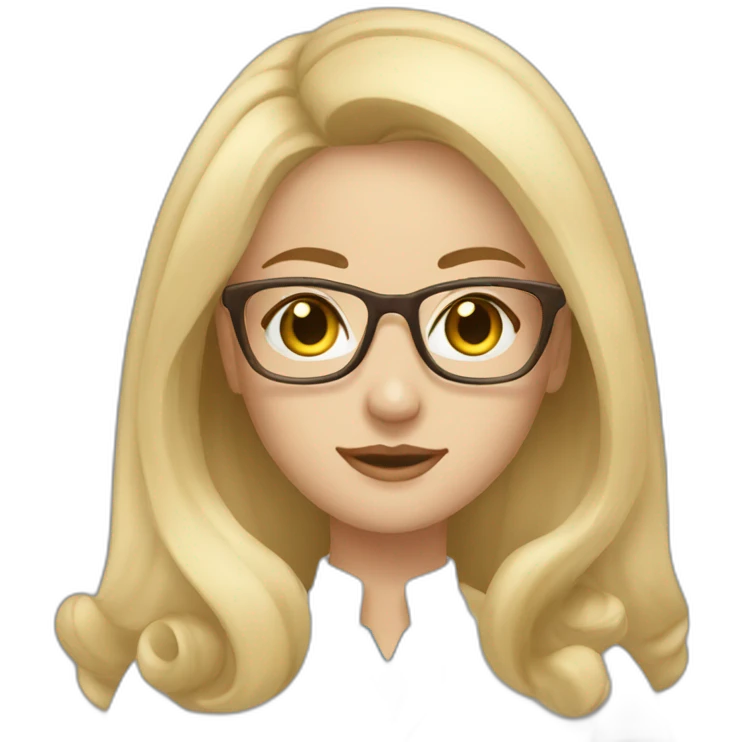 Woman teacher blonde straight hair brown glasses blue eyes books emoji