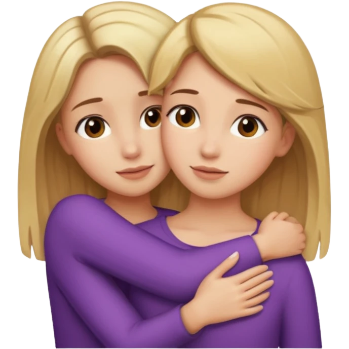 Hug blond girl brown-hair girl emoji