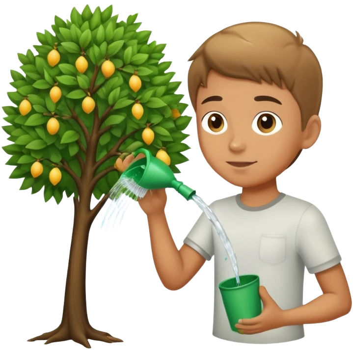 18 year old boy watering a tree emoji