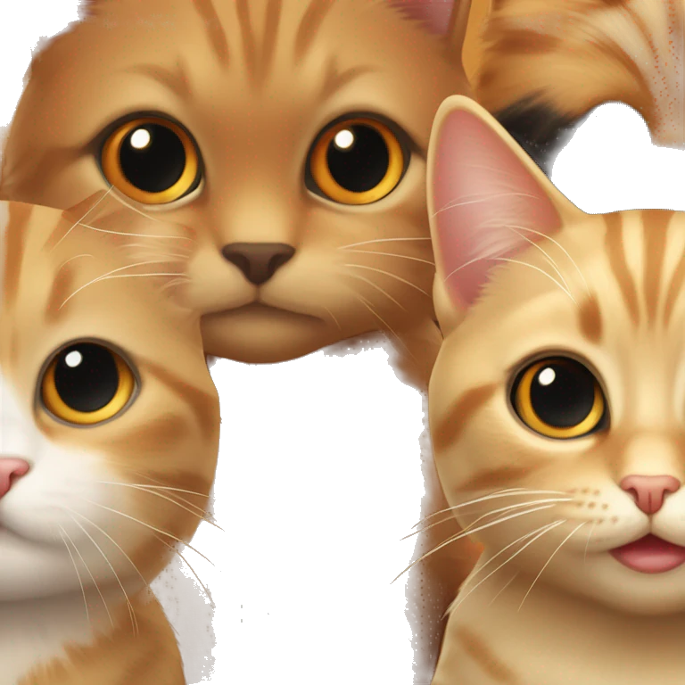 Tabby cat, orange cat, and black fluffy cat gold eyes  emoji
