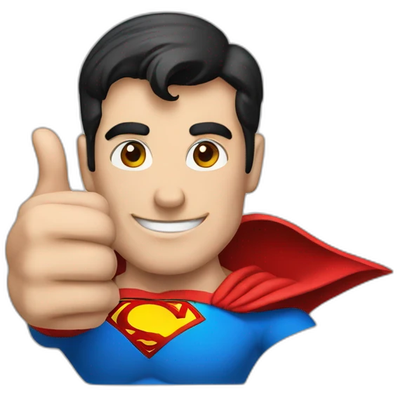 Portrait Superman with thumbs up and shirt logo emoji