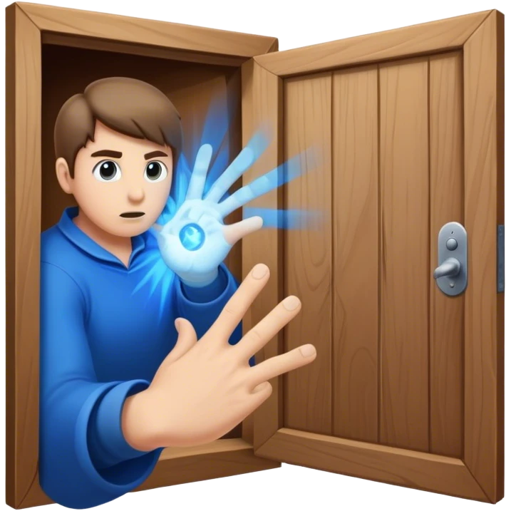 *"A closed door, a determined hand knocking—where knuckles meet wood, an intense blue magical energy pulses outward. Success isn’t about waiting; it’s about knocking until the world answers."*   emoji